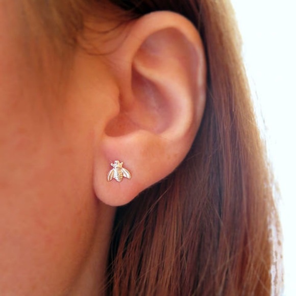 "The Bee’s Knees” Mini Stud Minimalist Earrings - Picture 2 of 11